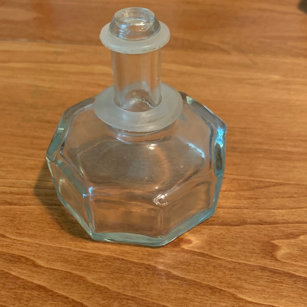 Vintage Clear Glass Hexagonal Bottle or Bottle Stopper